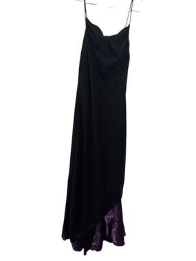 Vintage 90s Onyx Nite Maxi Prom Dress Sz 10 Black Purple Sparkle Goth
